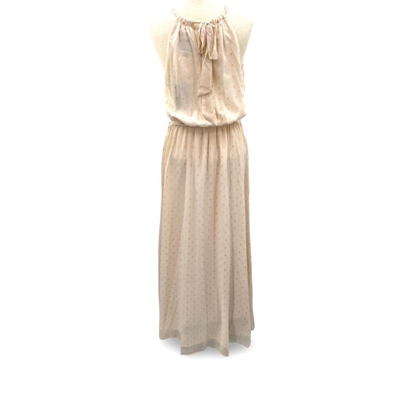 ModCloth Illuminated Elegance Cream + Metallic Chiffon Maxi Dress Size Large NWT - Picture 5 of 12